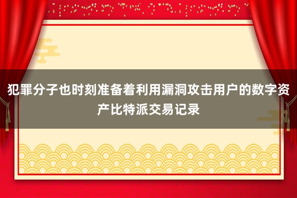 犯罪分子也时刻准备着利用漏洞攻击用户的数字资产比特派交易记录