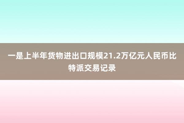 一是上半年货物进出口规模21.2万亿元人民币比特派交易记录