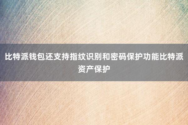 比特派钱包还支持指纹识别和密码保护功能比特派资产保护